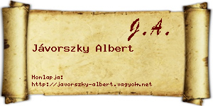 Jávorszky Albert névjegykártya