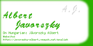 albert javorszky business card